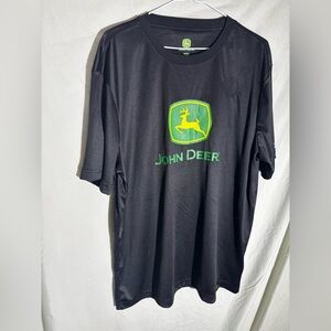 John Deere Black Tee with Green and Yellow Logo